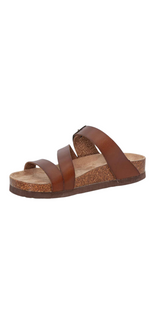 Sandal med PU læderremme i dark brown