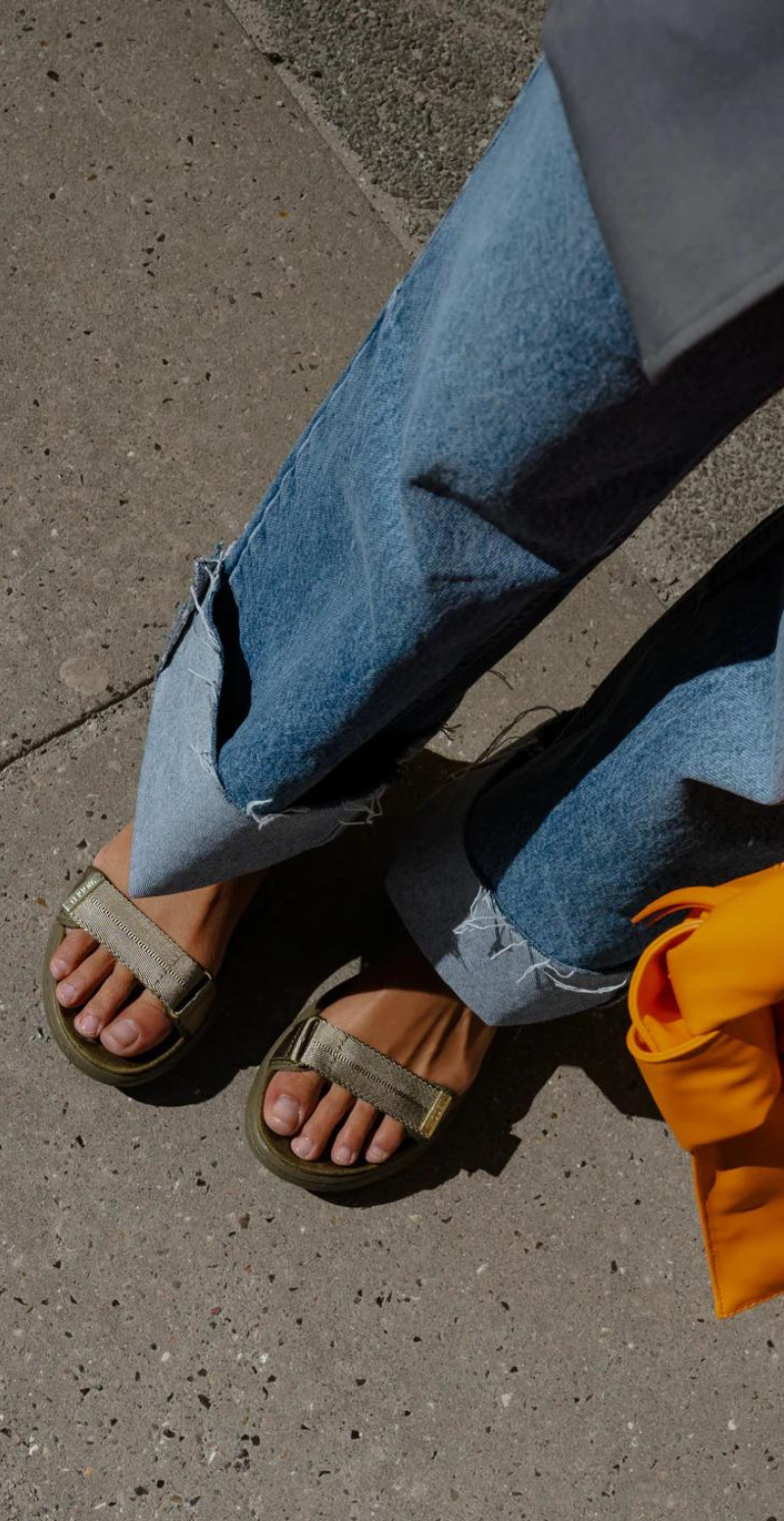 Sandal med velcro dark olive