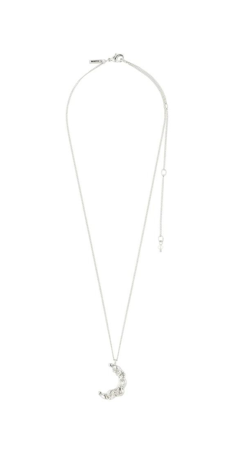 Sølvbelagt halskæde med vedhæng af halvmåne silhuet