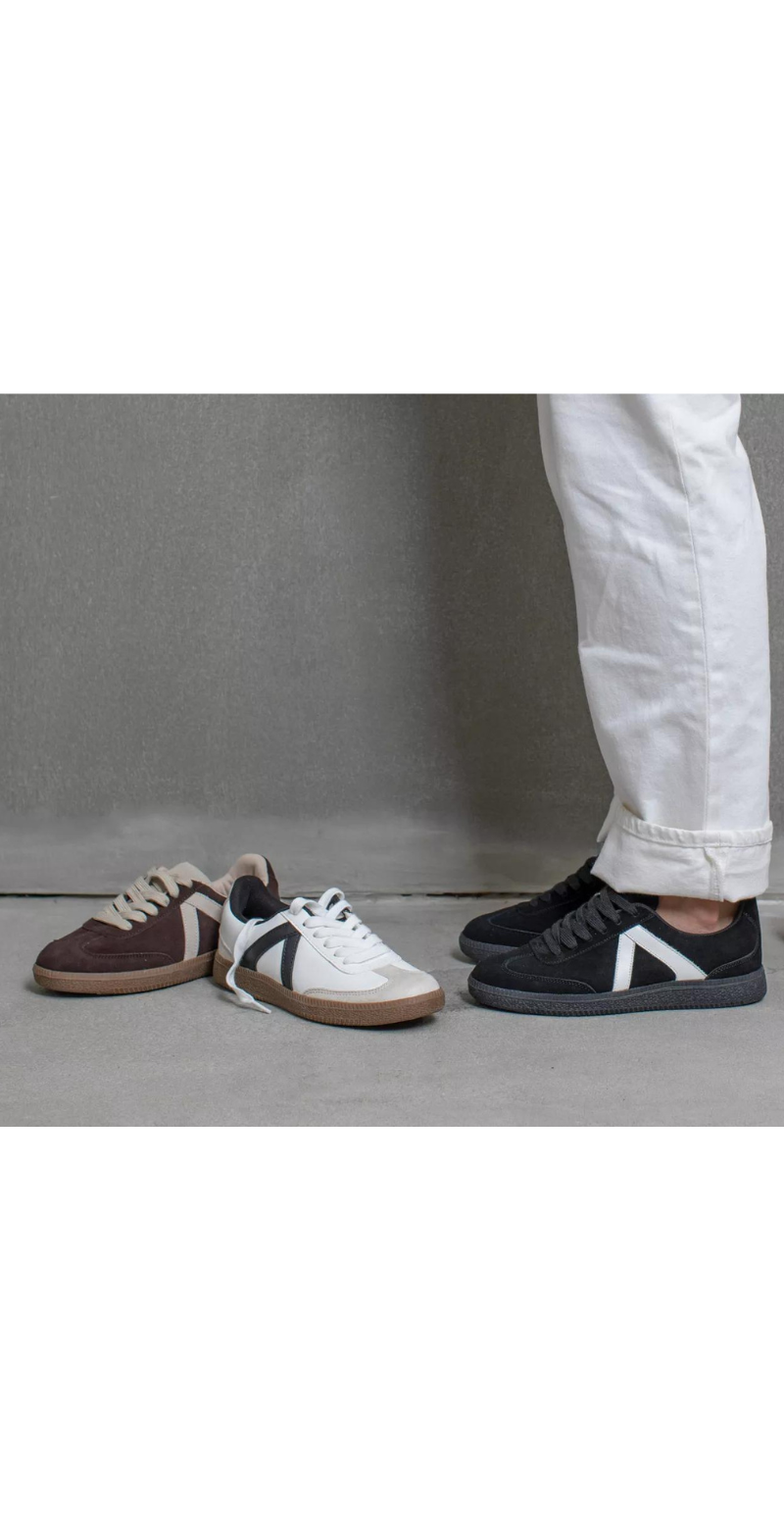 Sneakers med skind og ruskind sort