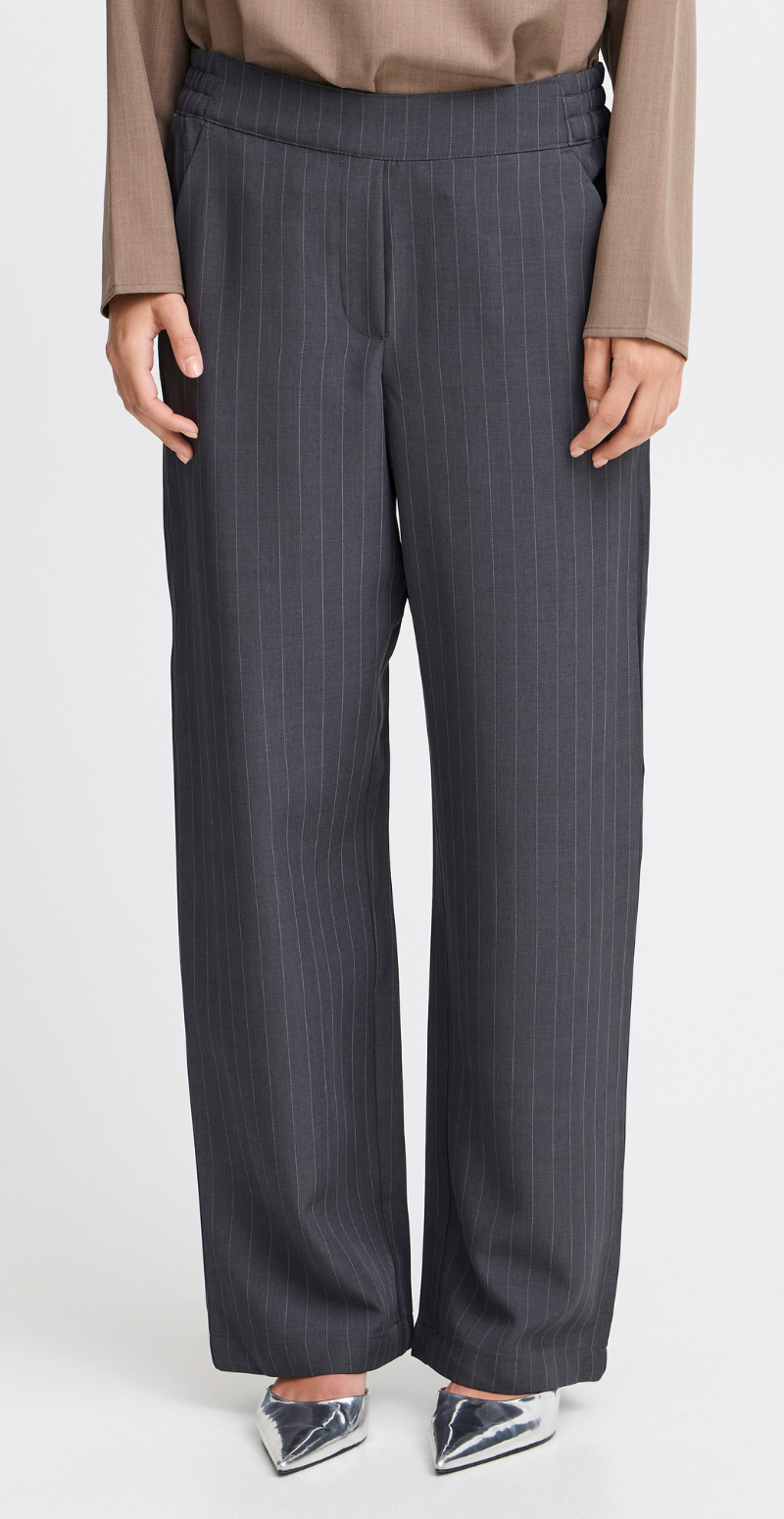 Midde pants dark grey mel. pinstripe mix