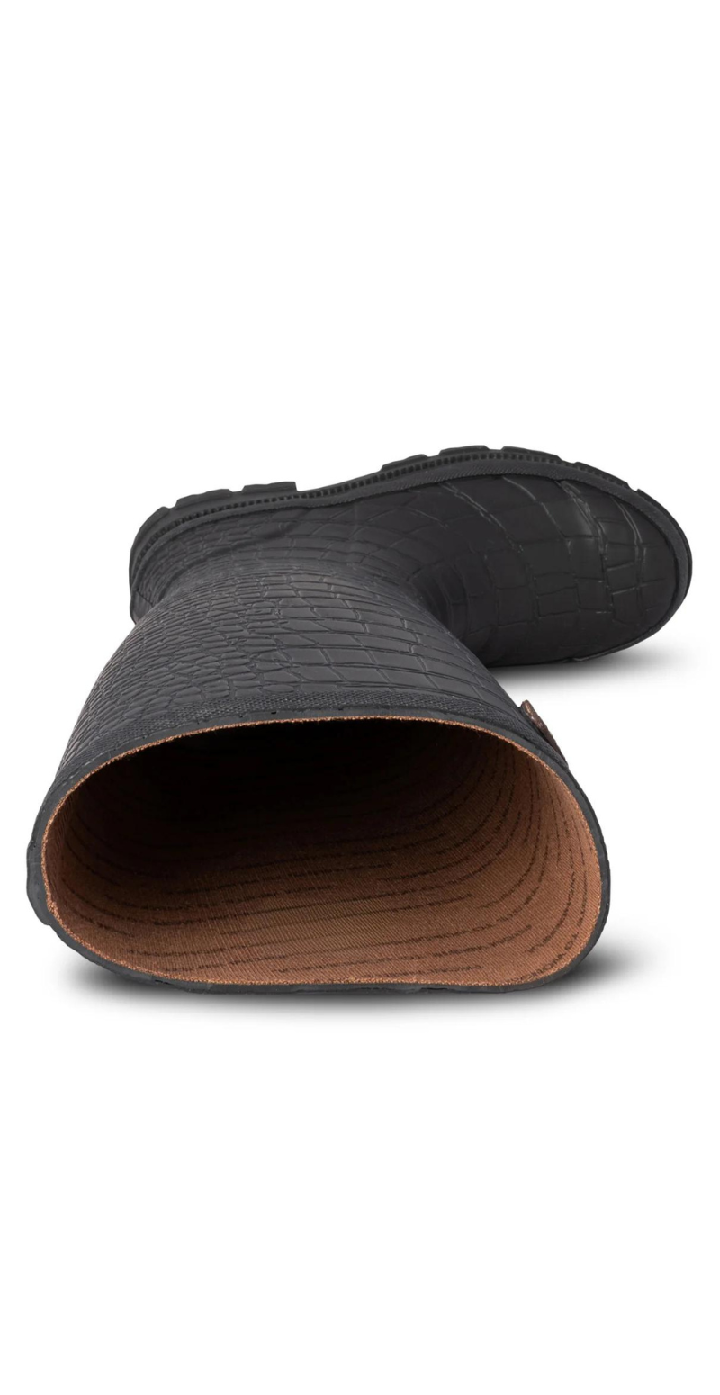 Le Croco gummistøvle sort