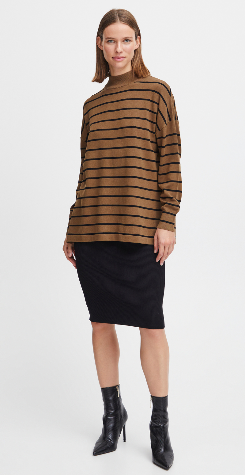 Morla loose turtleneck olive mix