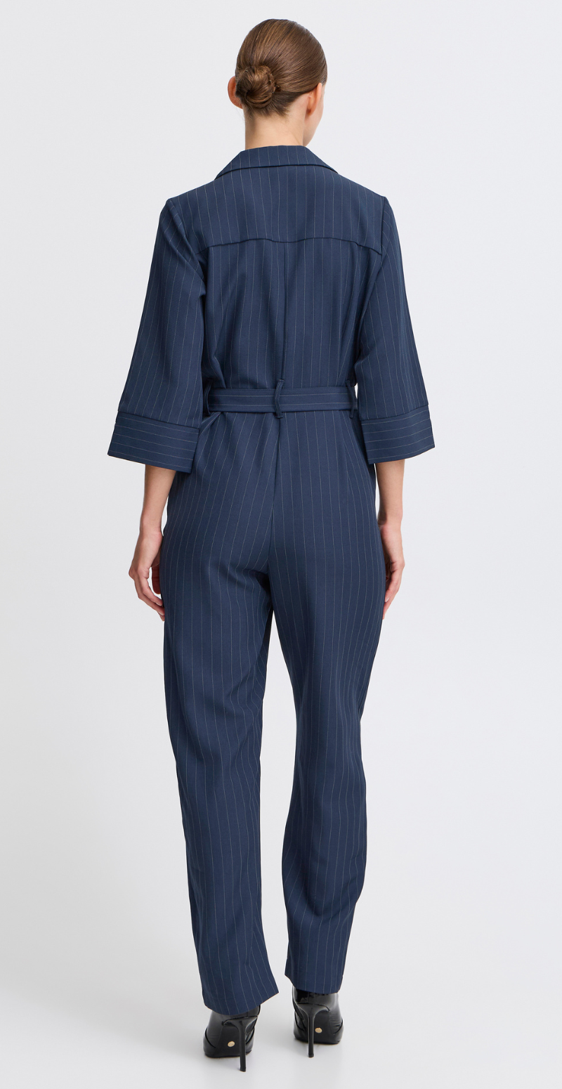 Midde jumpsuit navy pinstripe mix
