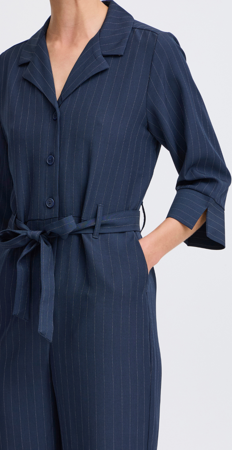 Midde jumpsuit navy pinstripe mix