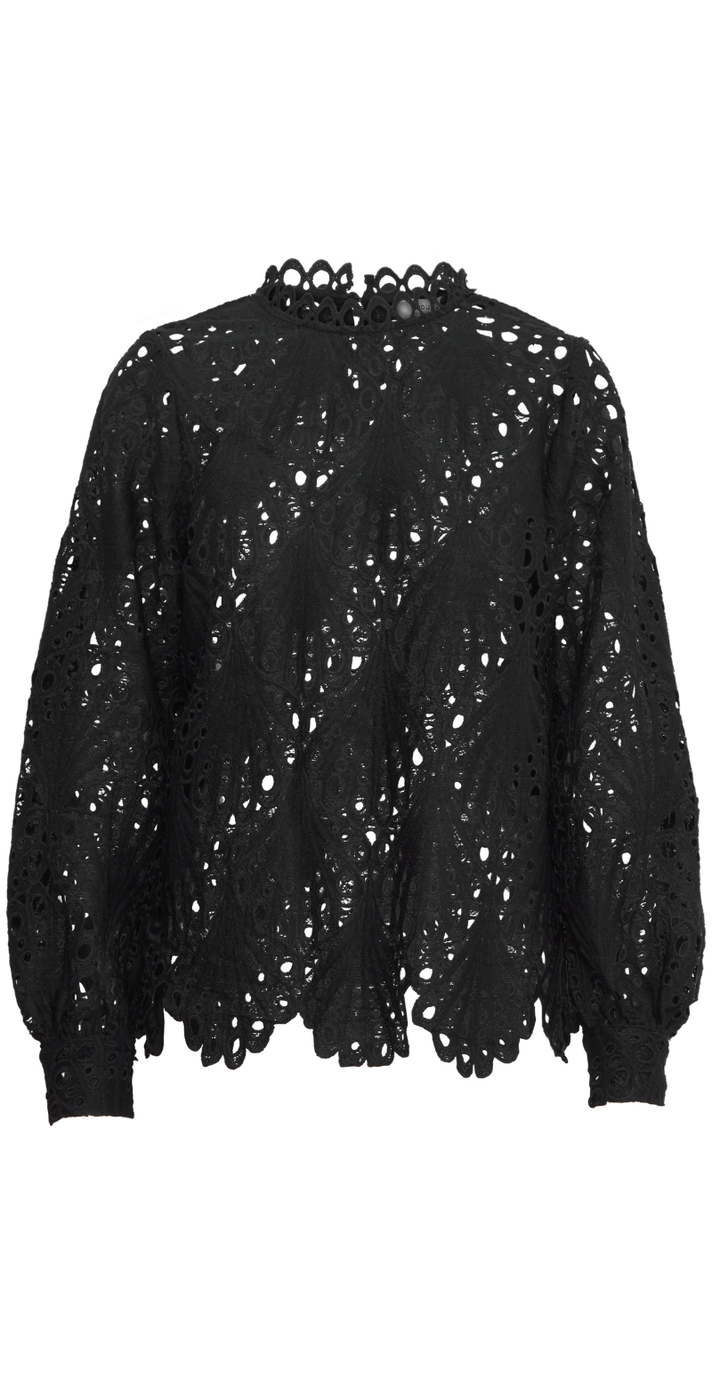 Ilacy bluse med blonde sort