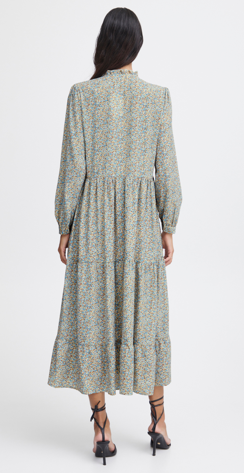 Italla lang kjole ibiza blue mix