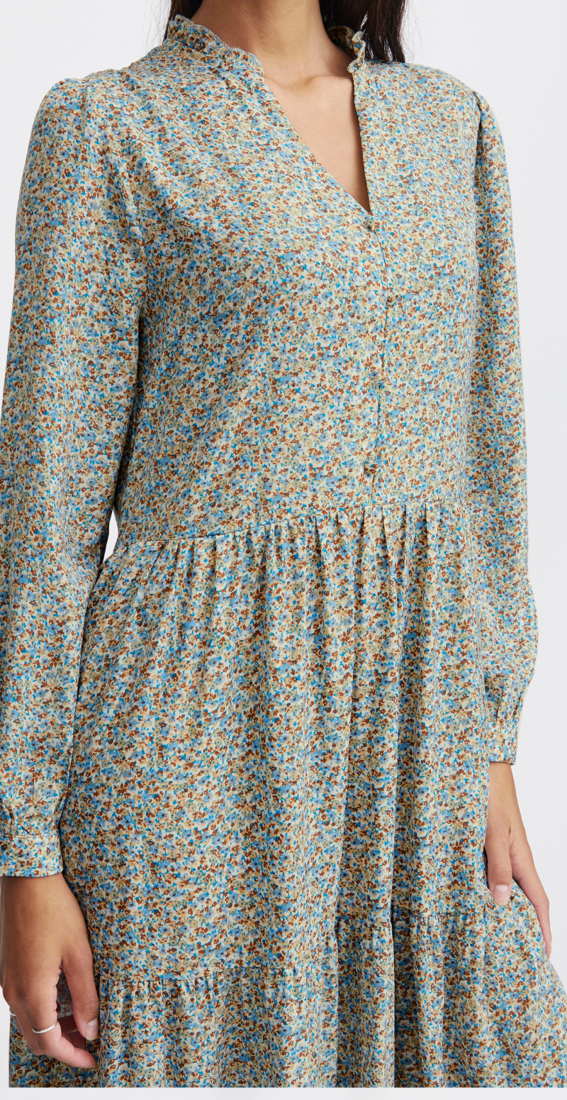 Italla lang kjole ibiza blue mix