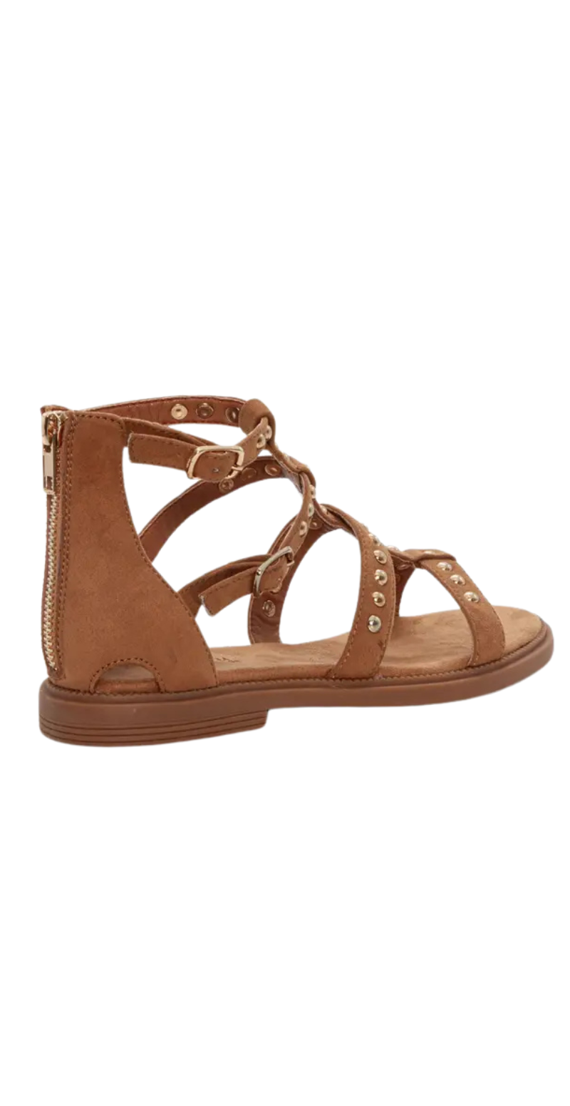 Sandal med nittedekoration camel