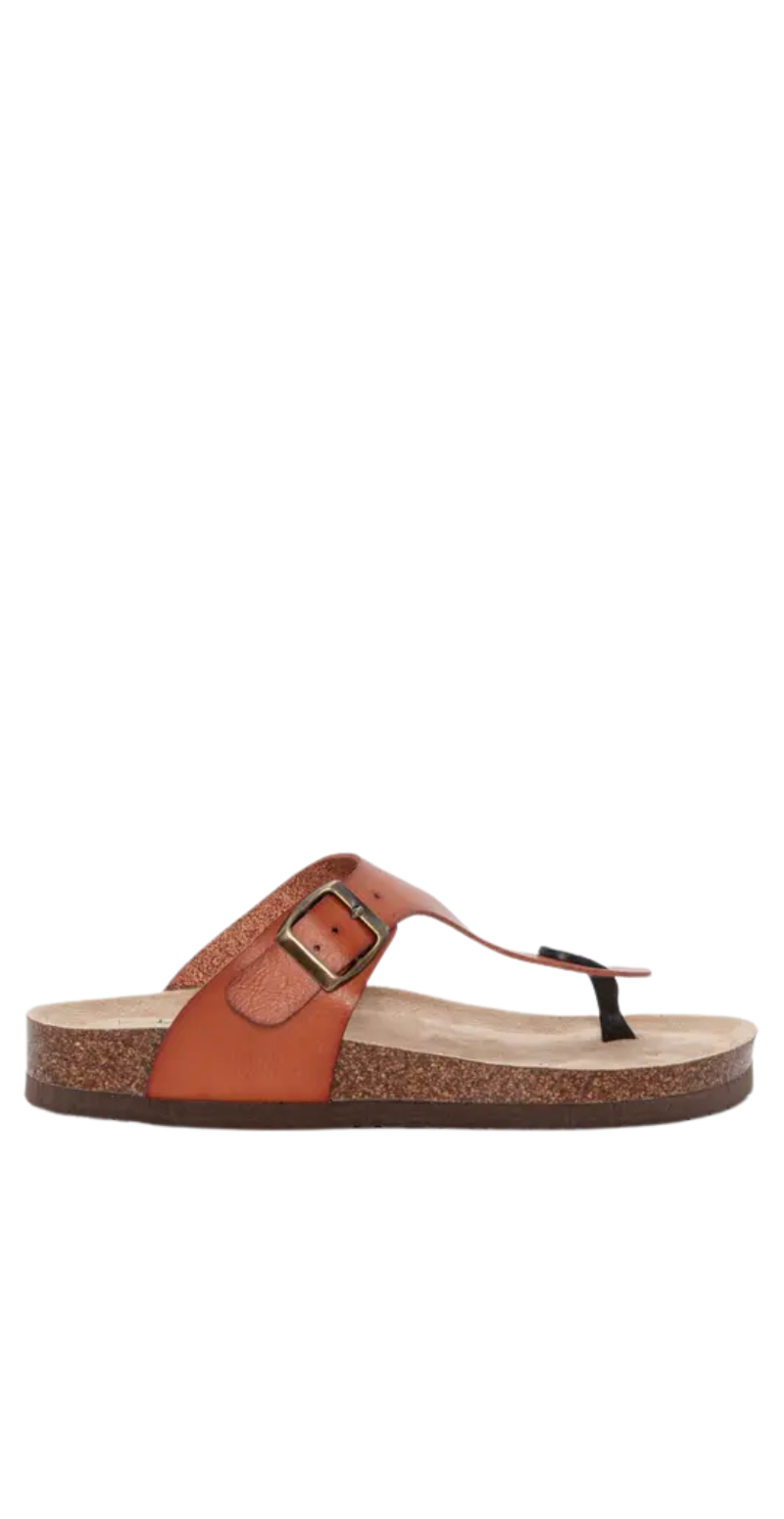 Slip-on sandal med spænde camel