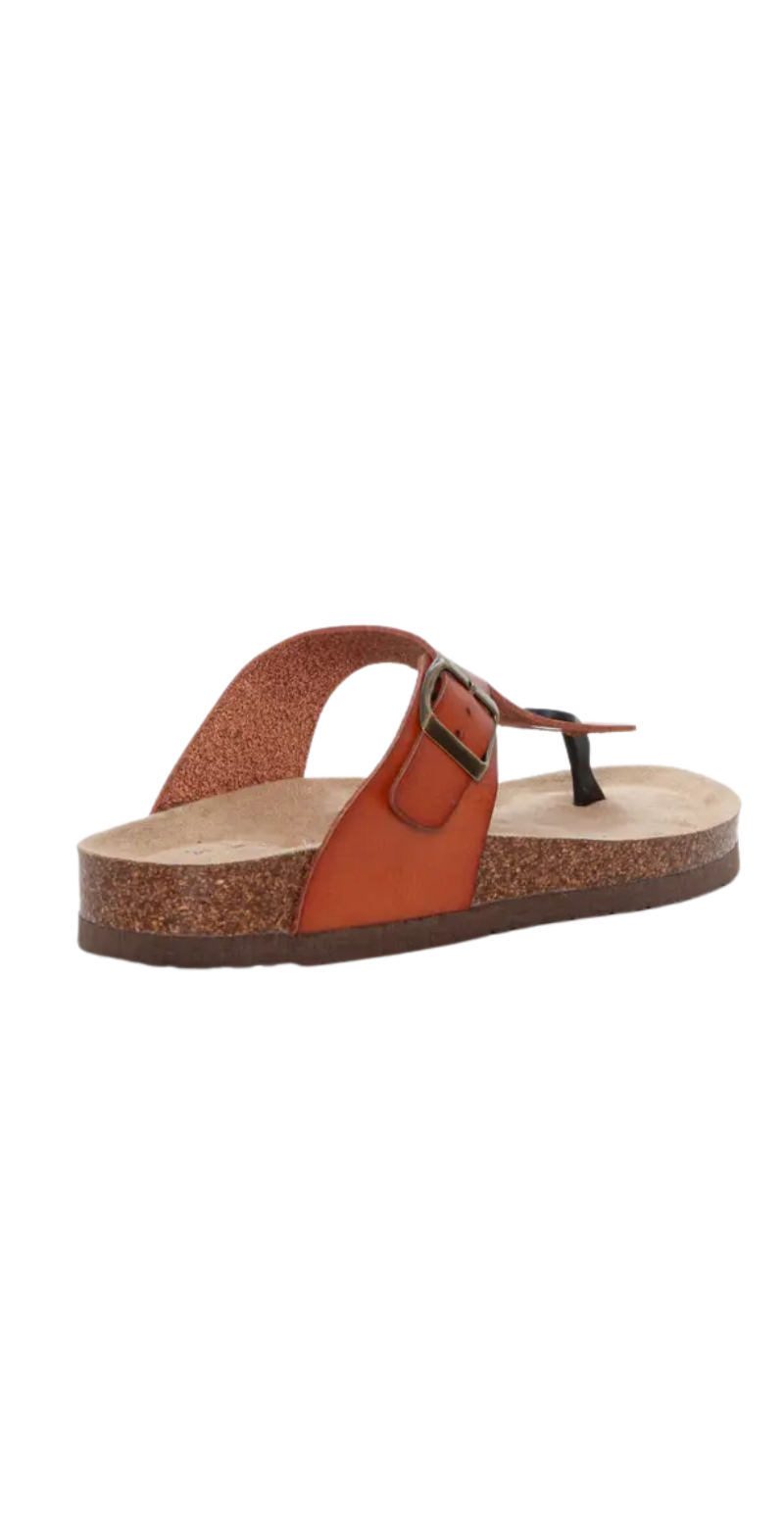 Slip-on sandal med spænde camel