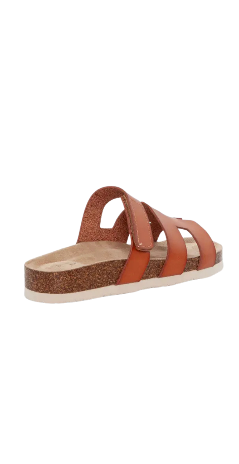Slip-on sandal med velcro camel