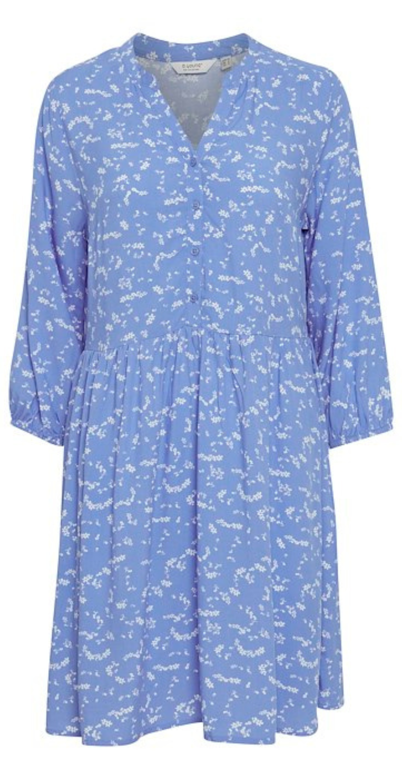 Joella kjole med knapstolpe ultramarine mix