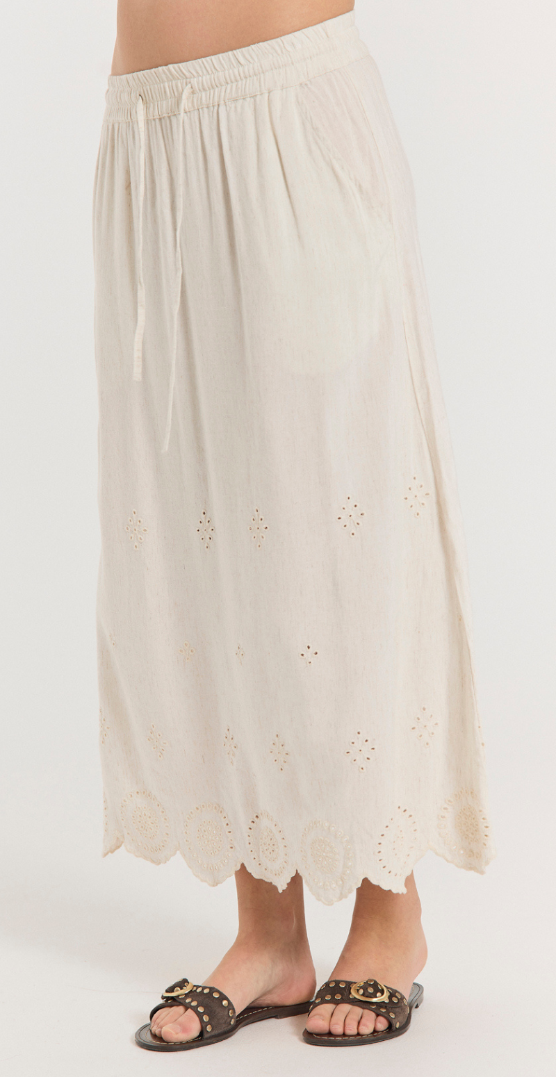 Linus nederdel med broderi anglaise moonbeam melange