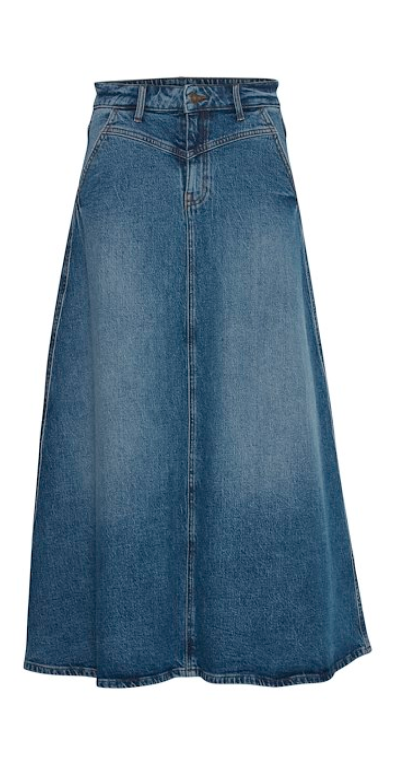 Kyra nederdel mid. blue denim
