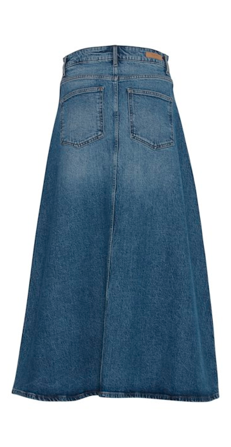 Kyra nederdel mid. blue denim