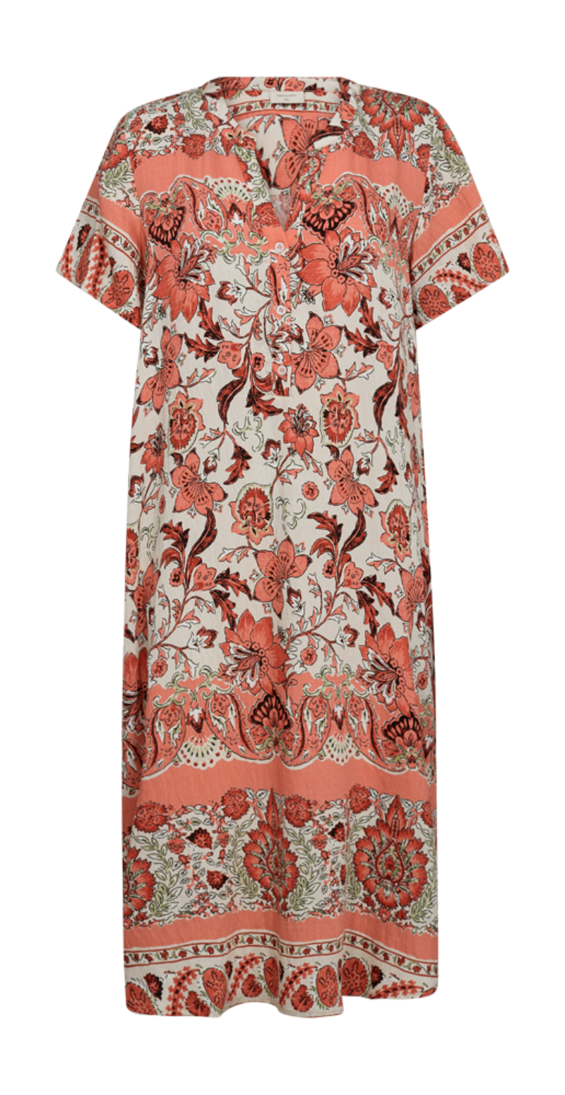 Lissa kjole coral blush w. hot coral