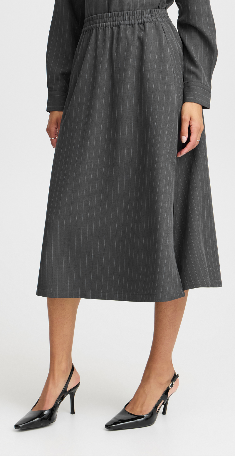 Midde nederdel dark grey mel. pinstripe mix