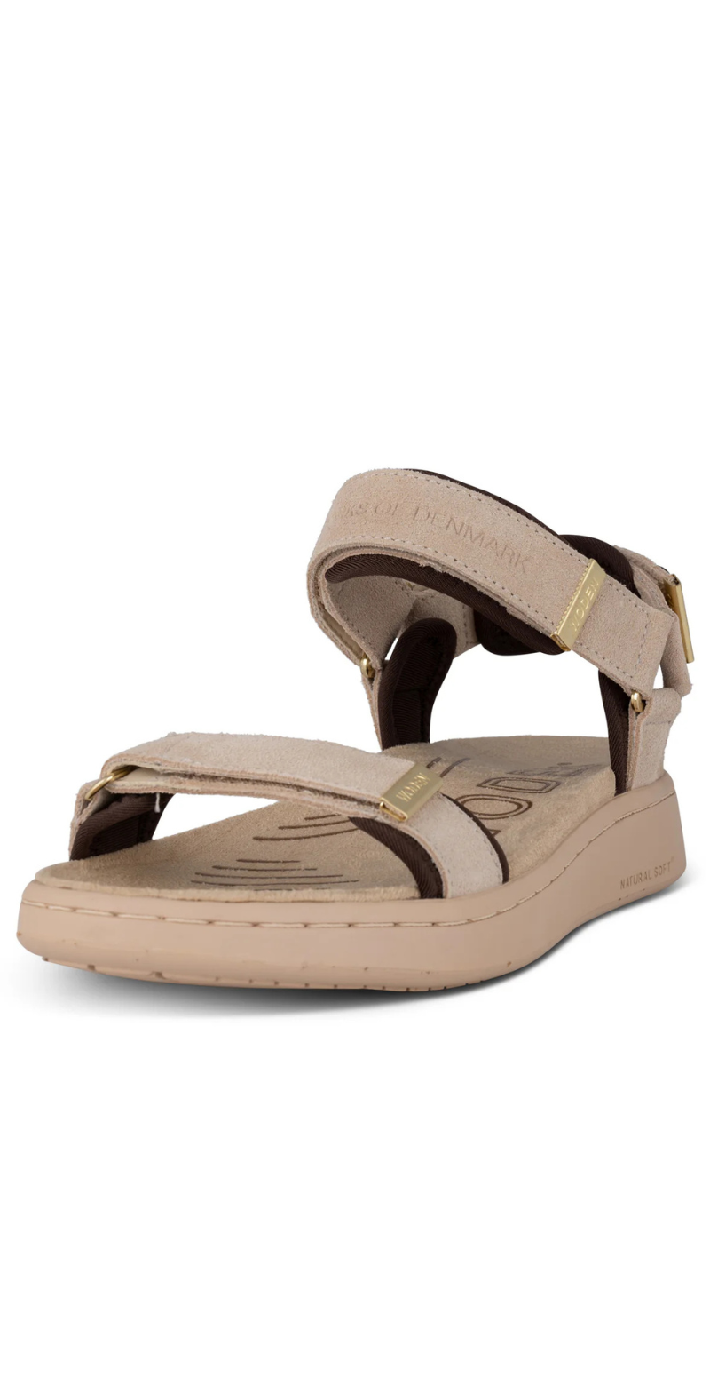 Sandal med velcro suede coffee cream
