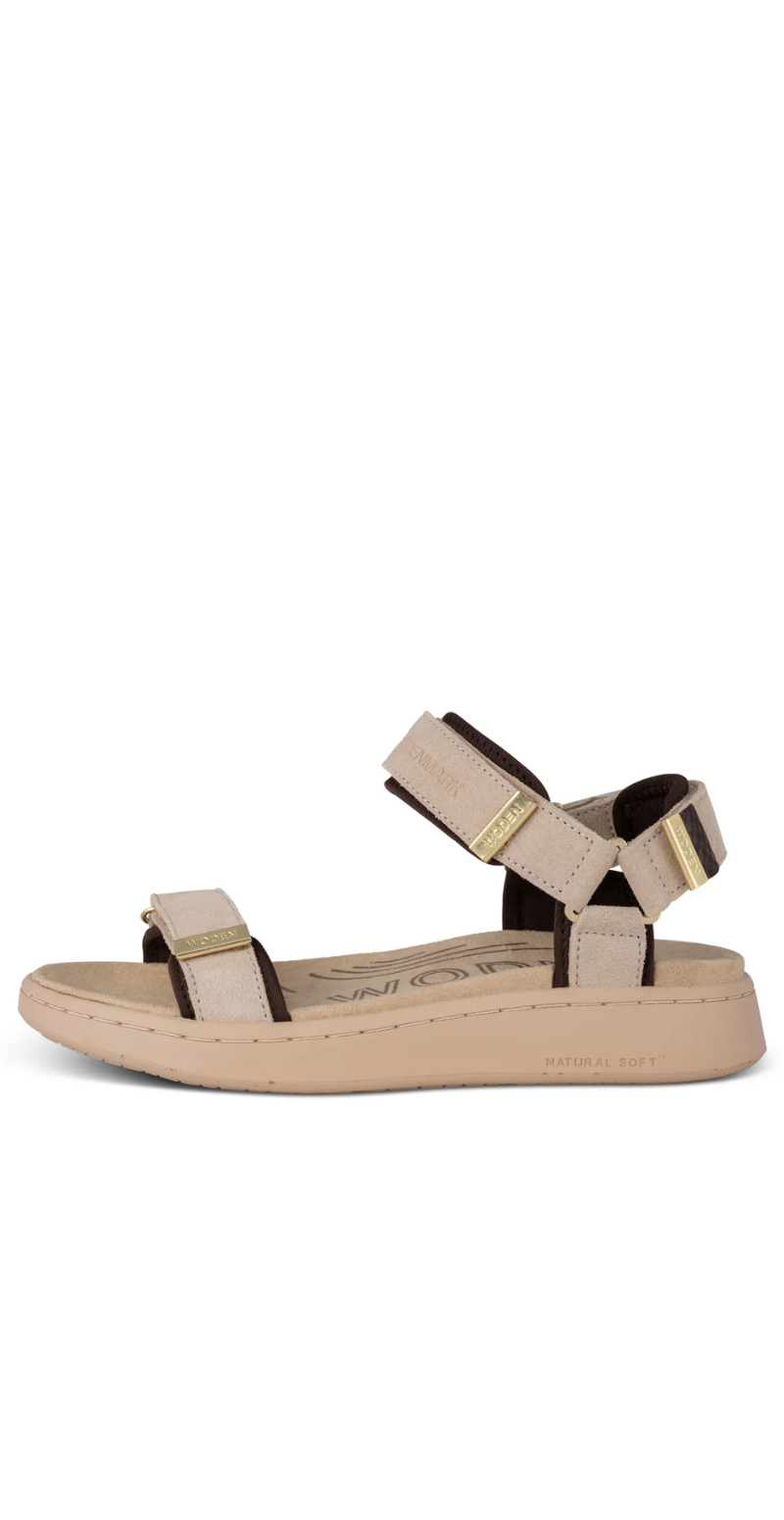 Sandal med velcro suede coffee cream