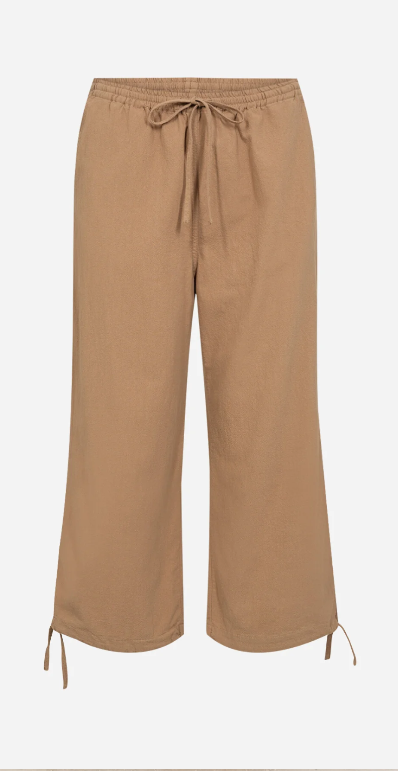 Sally capri bukser med bindebånd og snøre desert brown