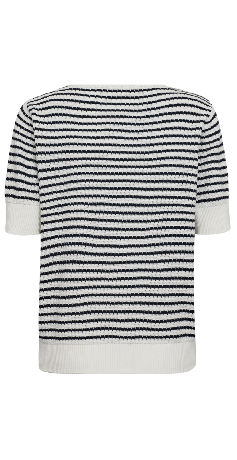 Dodo pullover med striber off-white w. navy