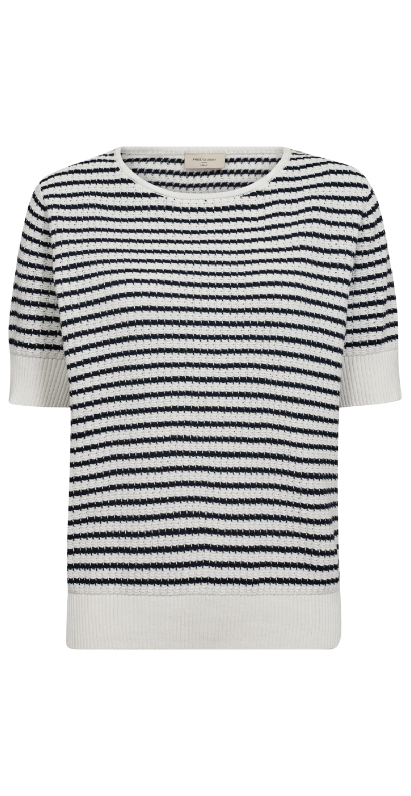 Dodo pullover med striber off-white w. navy