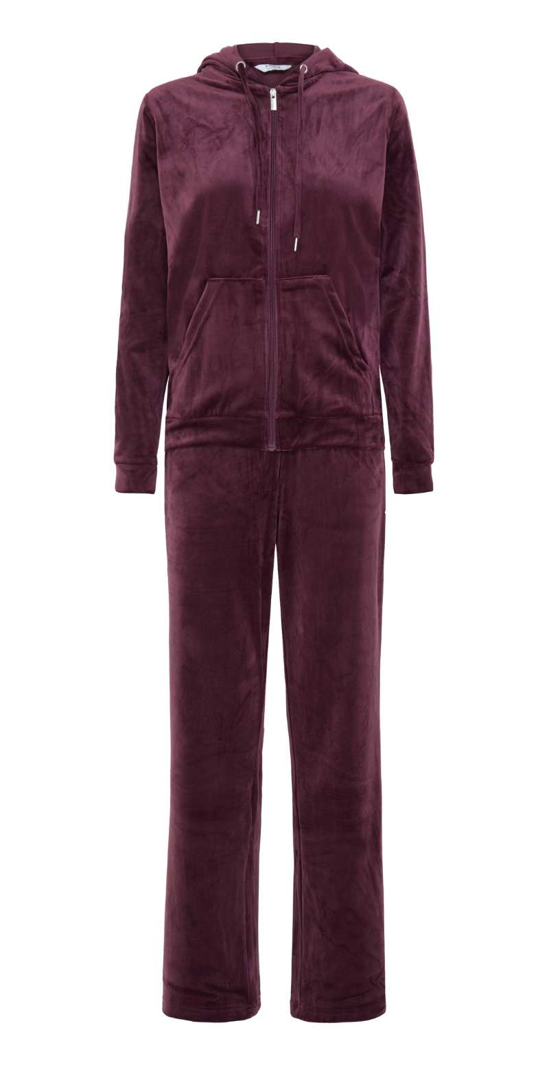 Velour sæt med bukser og cardigan winetasting
