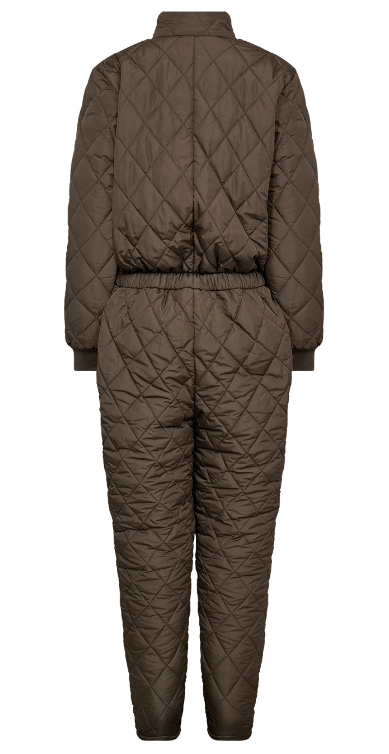 Quiltet jumpsuit brun