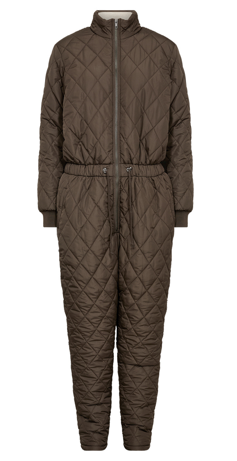 Quiltet jumpsuit brun