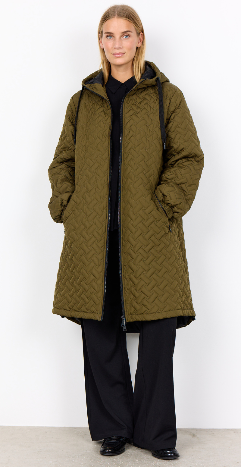 Fenya quiltet jakke army