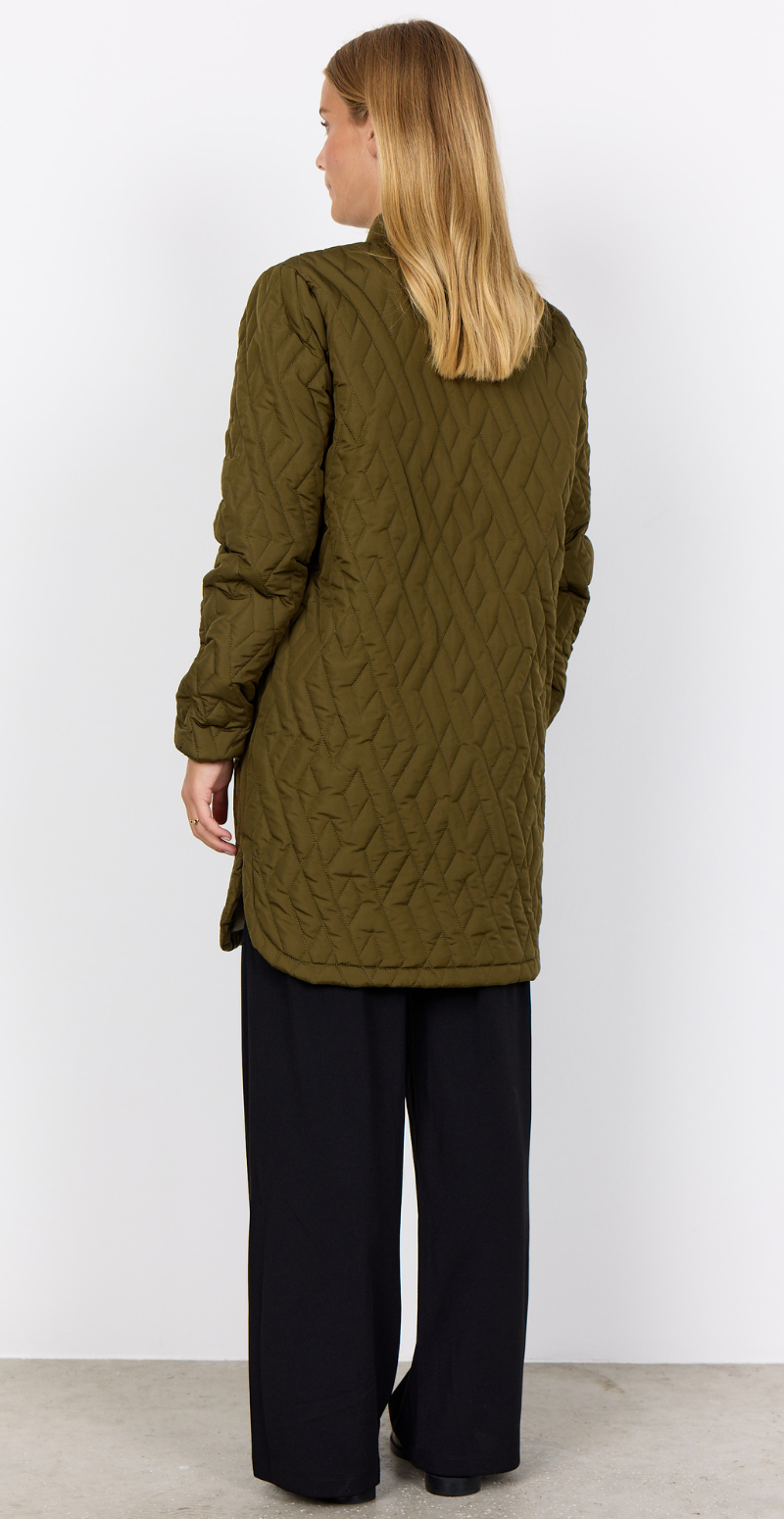 Quiltet jakke med lommer army