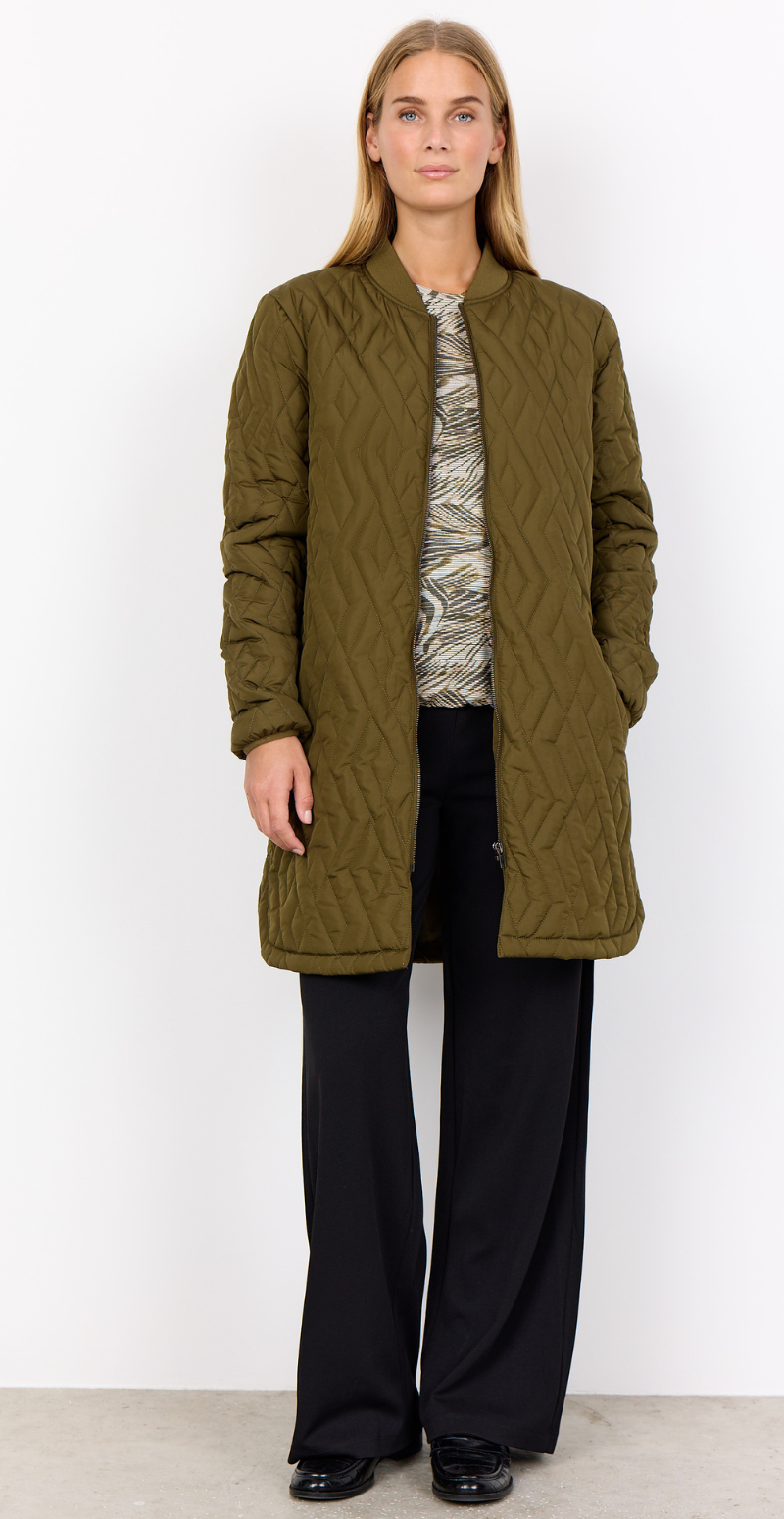 Quiltet jakke med lommer army
