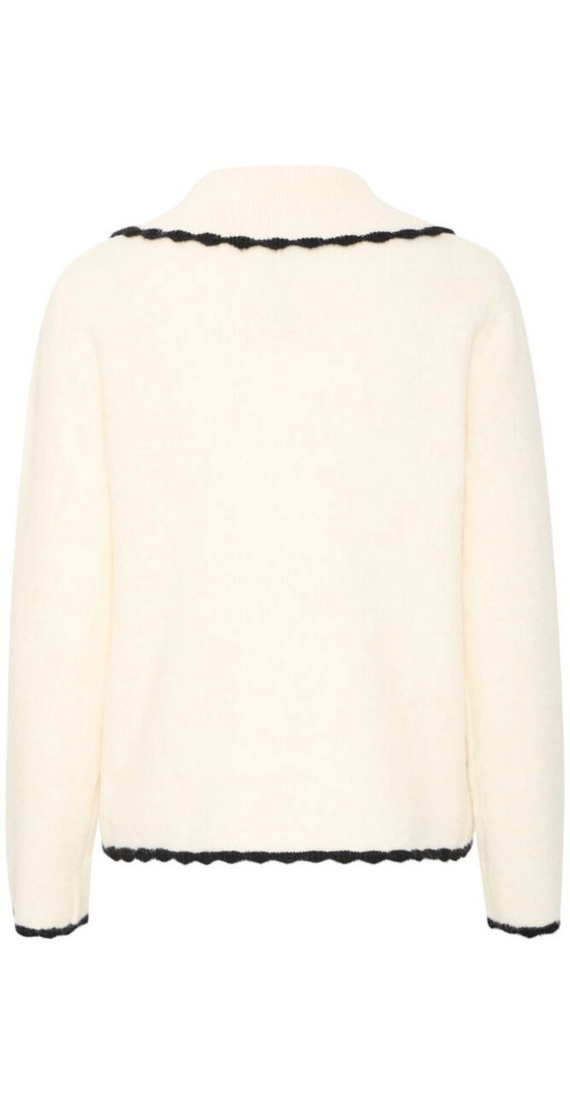 Ninna strikbluse birch mix nature