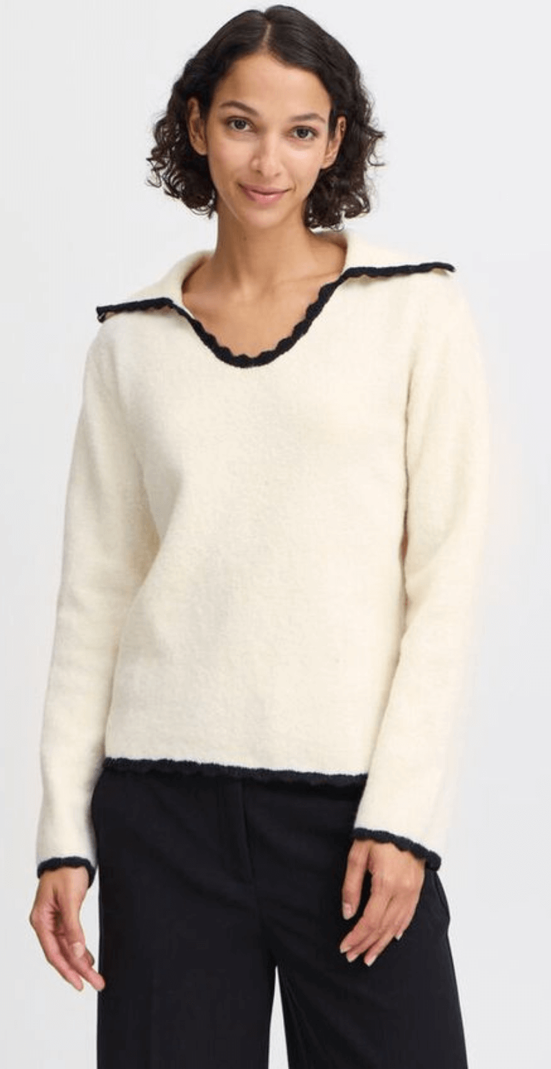 Ninna strikbluse birch mix nature