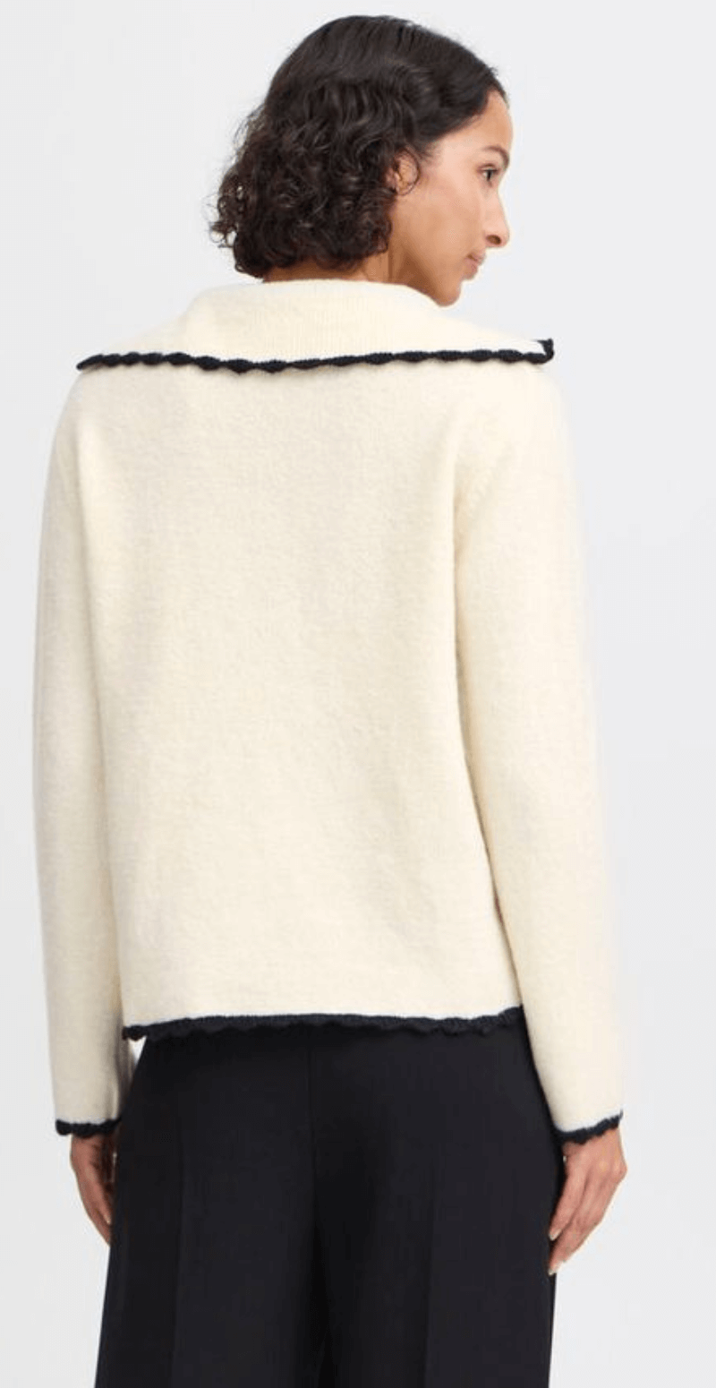 Ninna strikbluse birch mix nature