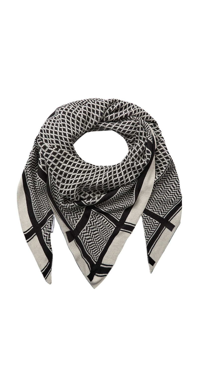 Tørklæde med print sort