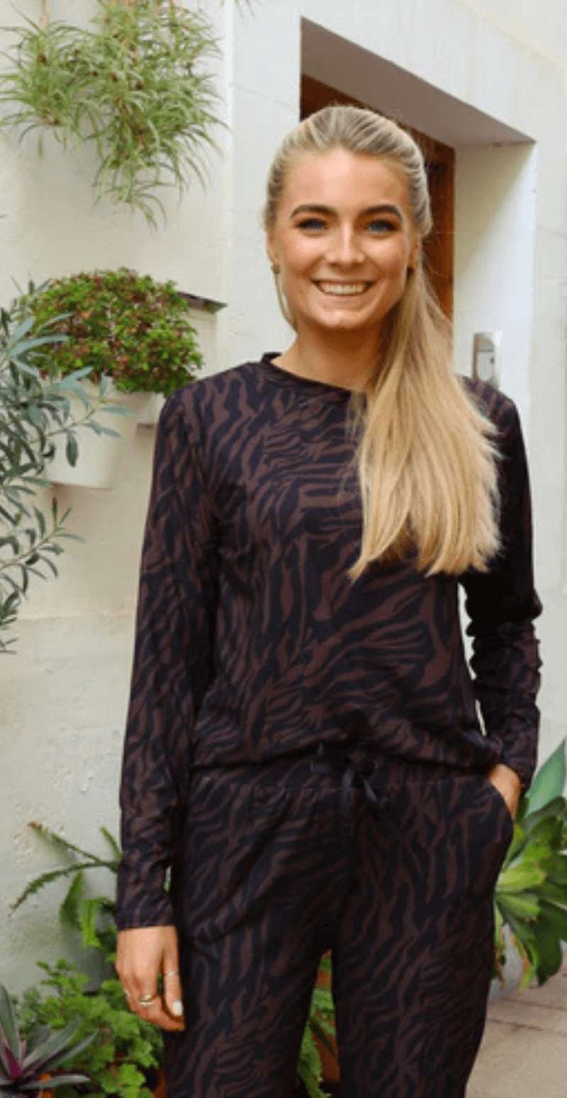 Alma bluse dark brown zebra