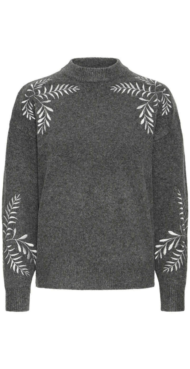 Magge strik dark grey melange