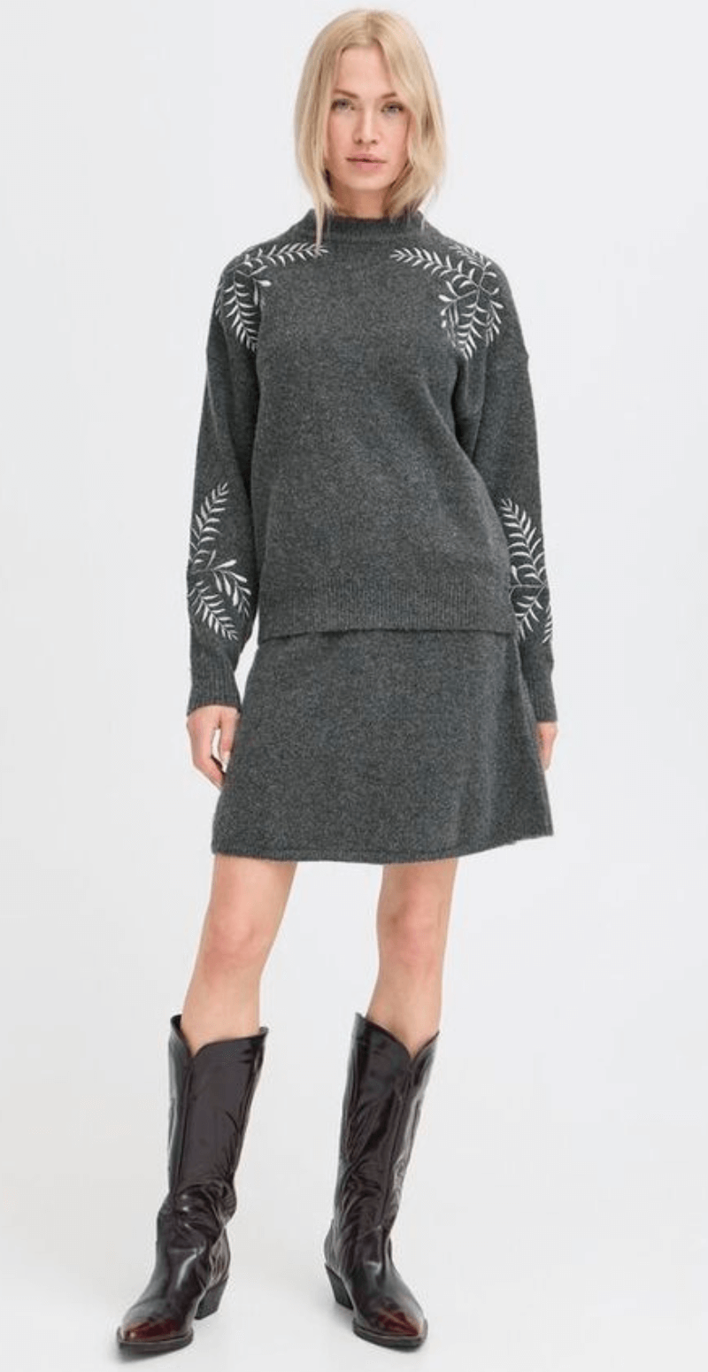 Magge strik dark grey melange