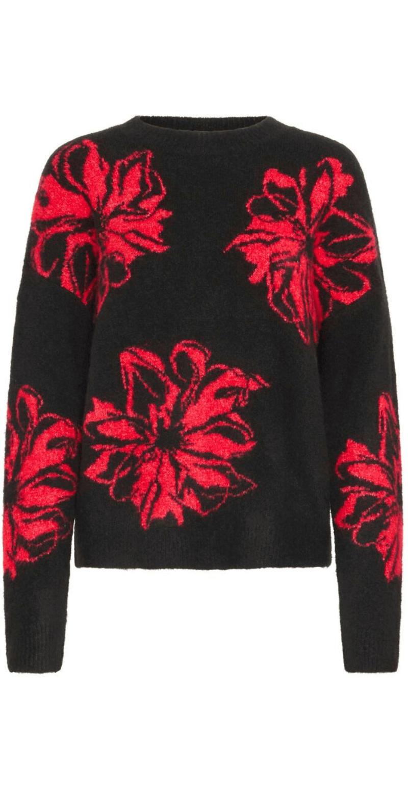 Omea strikbluse sort