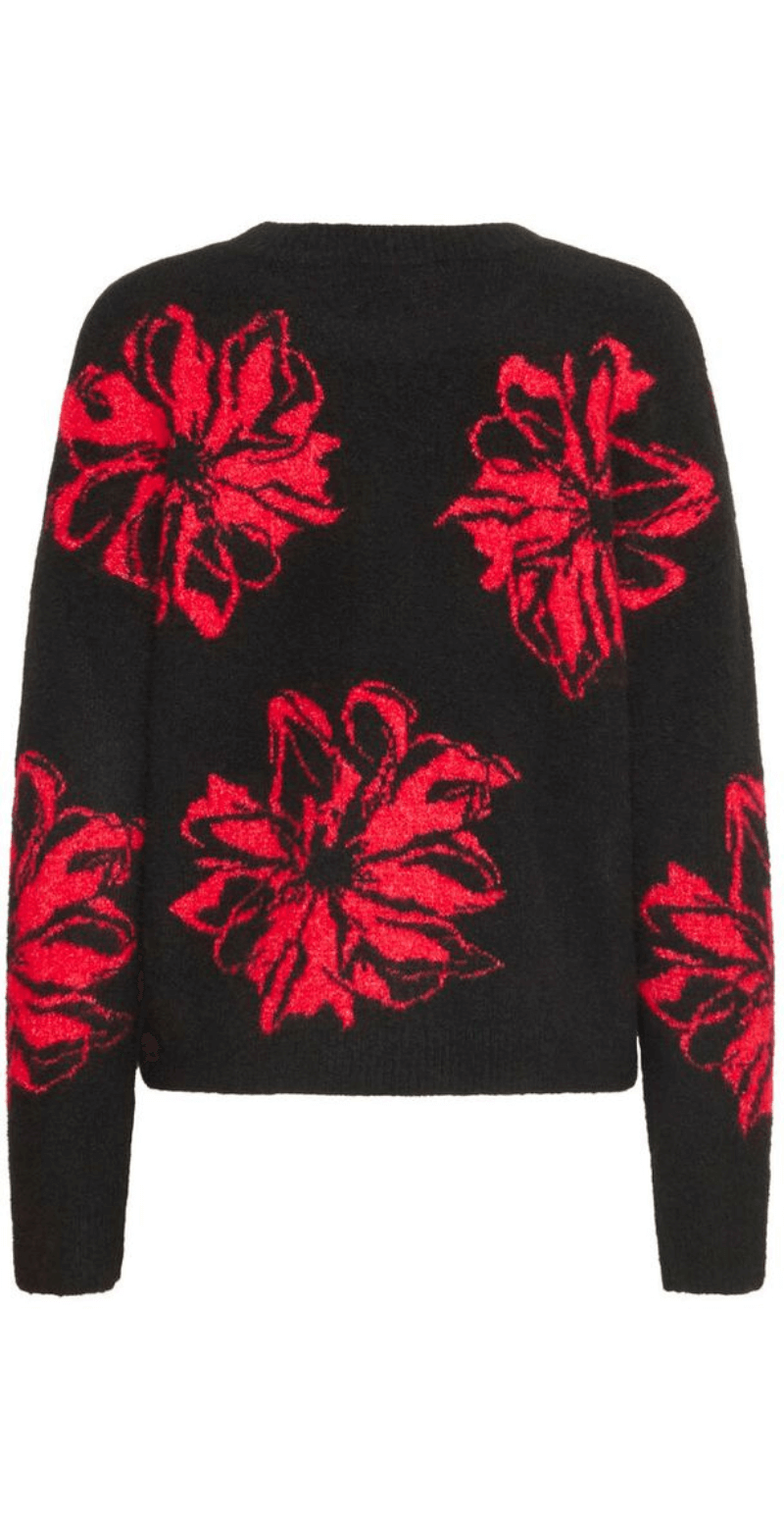 Omea strikbluse sort