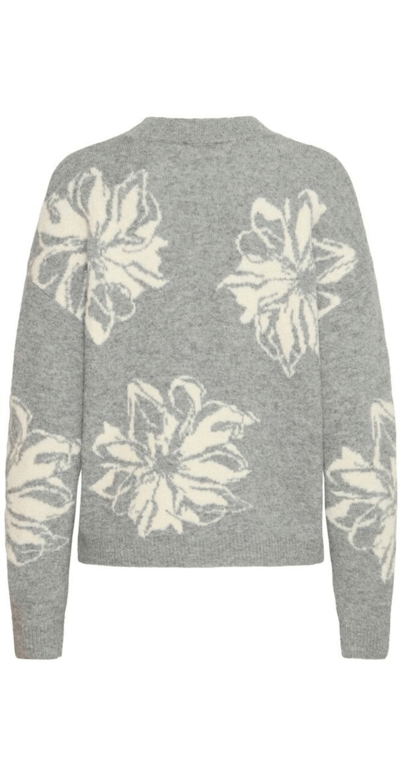 Omea strikbluse grå