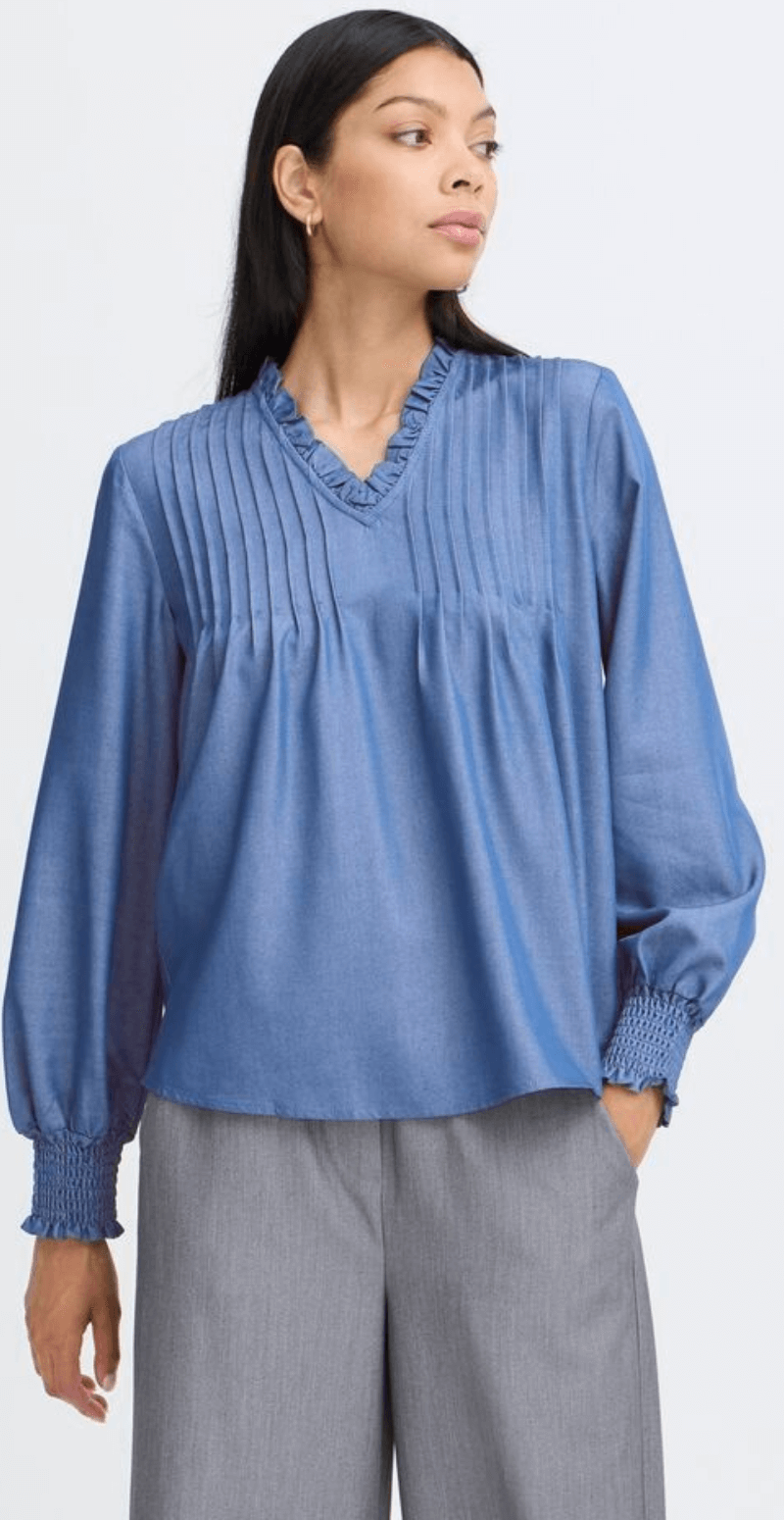 Kaoru bluse mid blue denim