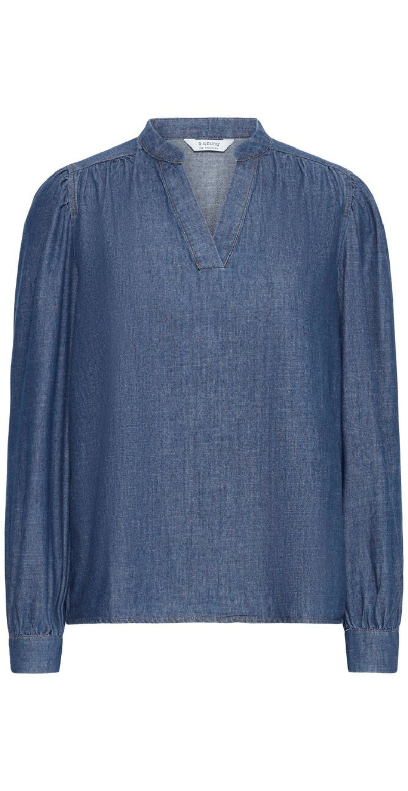 Kanti bluse mid blue denim