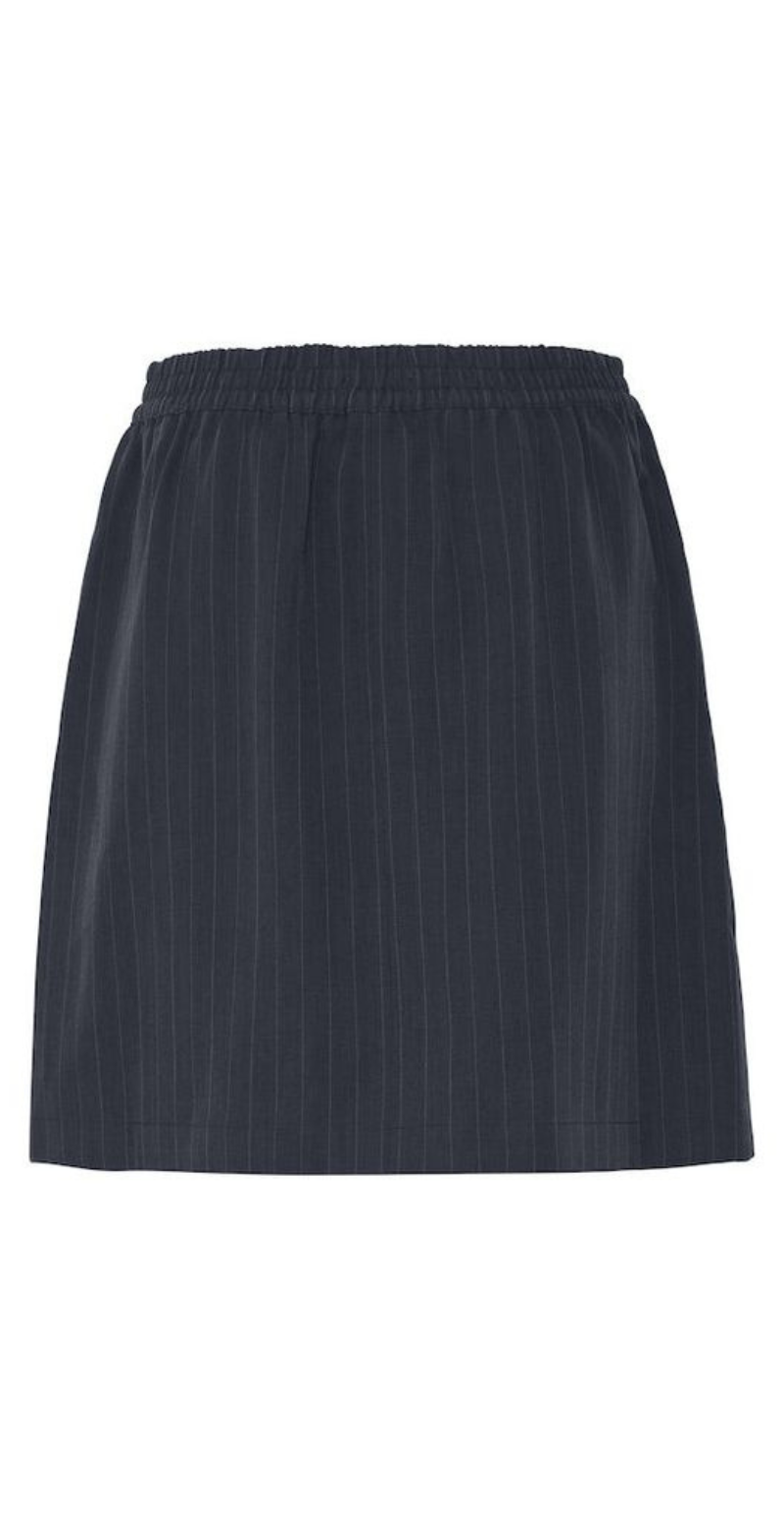 Midde kort nederdel navy pinstripbe mix