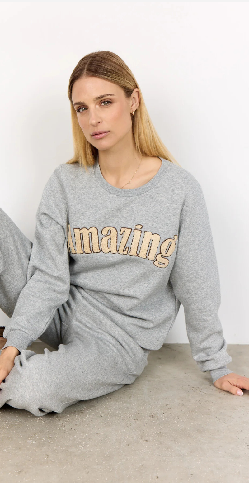 Angelin sweatshirt amazing grå Soyaconcept