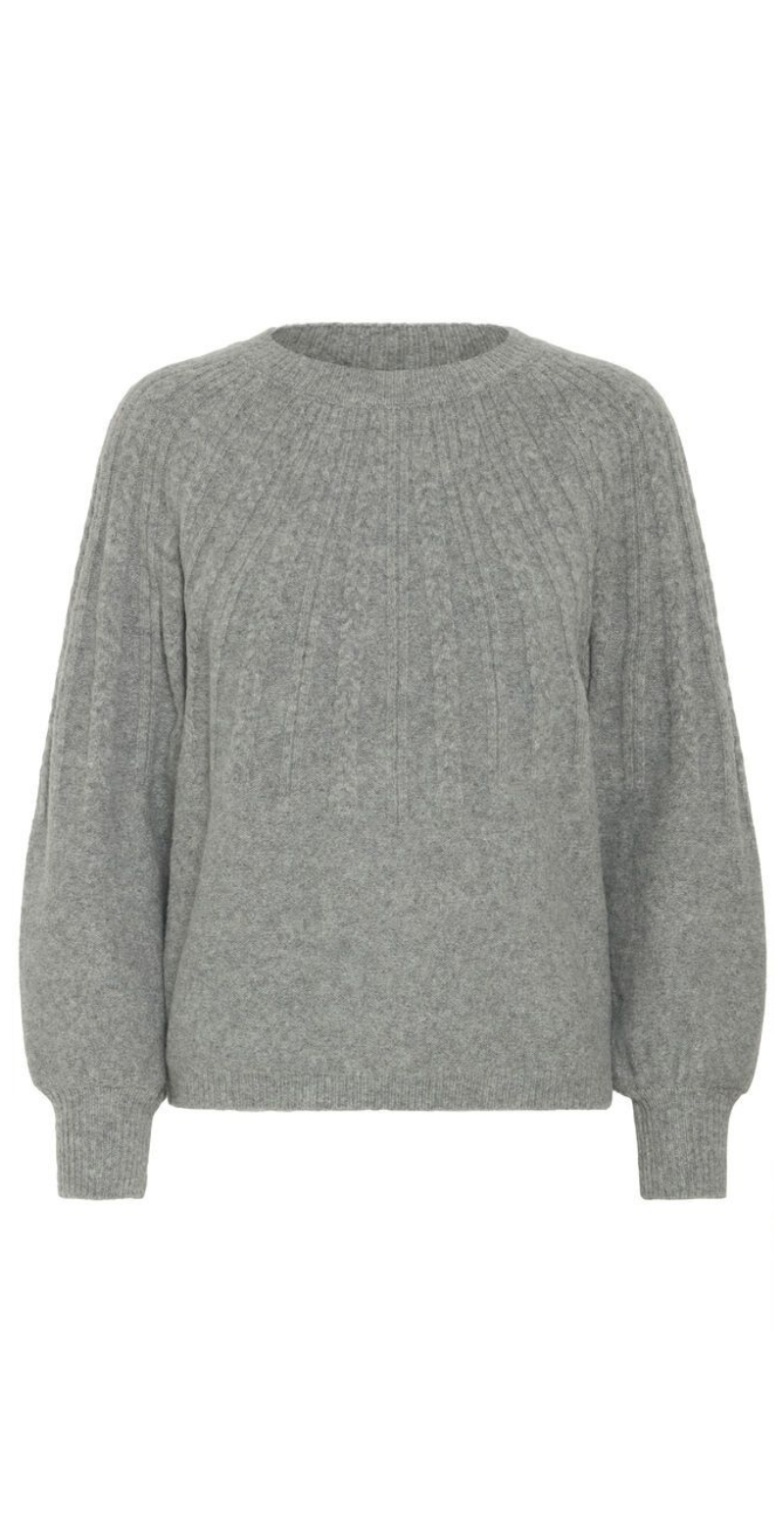 Magge cabel jumper mid. grey melange B.Young