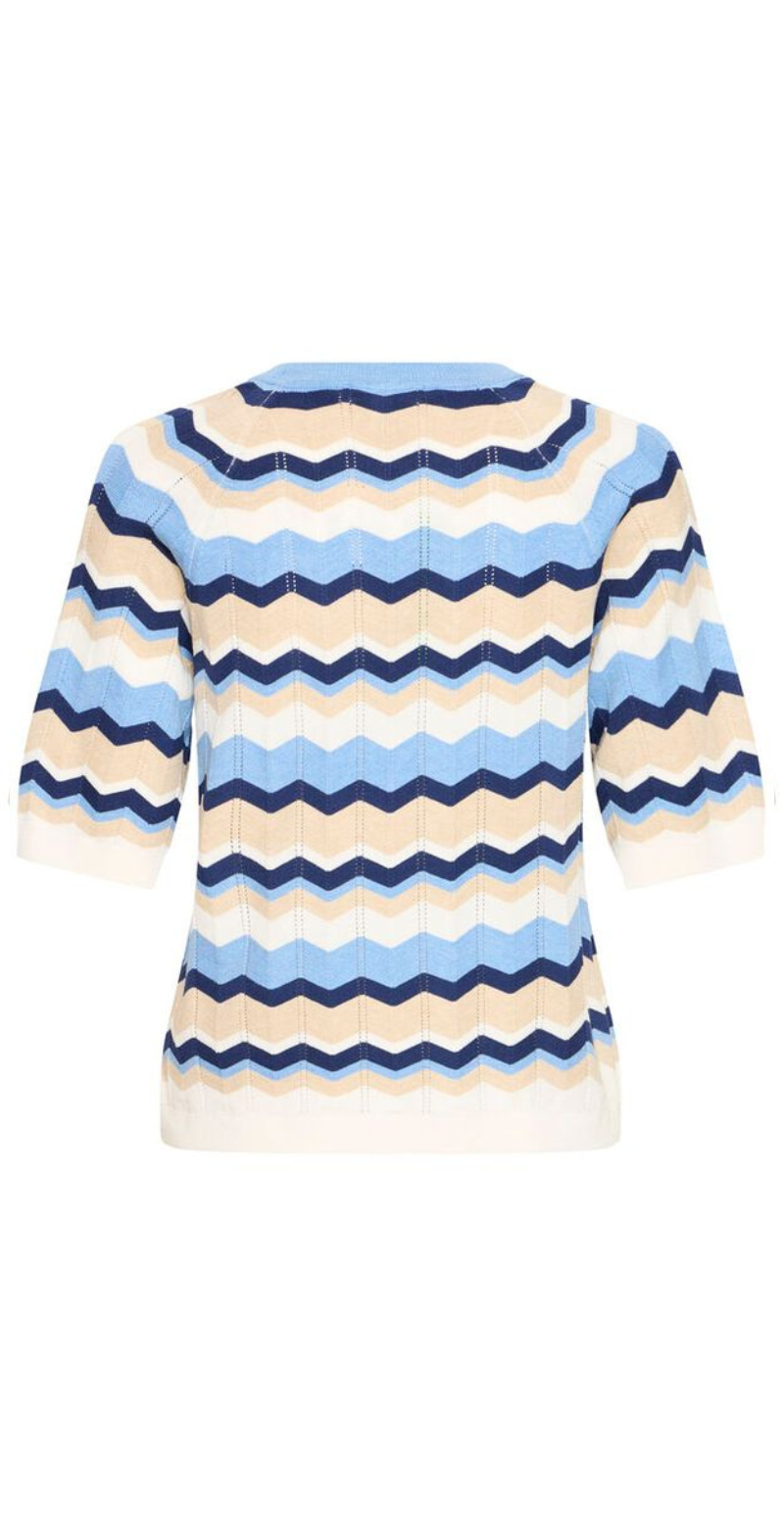 Morla pointelle t-shirt blå zigzag B.Young