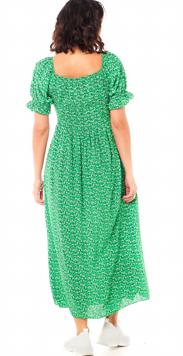 Vigga lang kjole blomsterprint brazil green LikeLondon